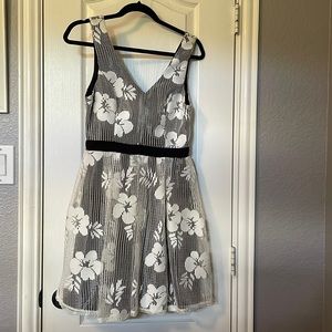NWT Francesca’s Black and White Flowered Dress Size M